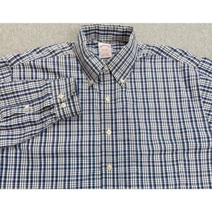 Brooks Brothers 1818 Shirt Men Large Plaid 100% Supima Cotton Button Down